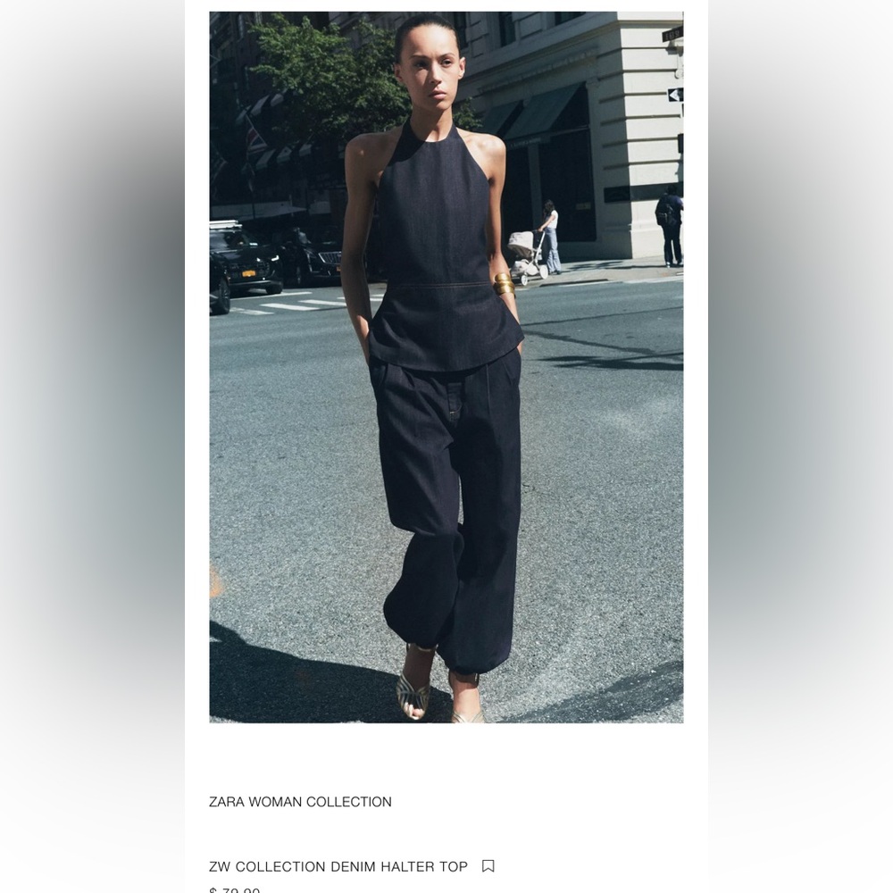 Zara Black Denim Halter Top